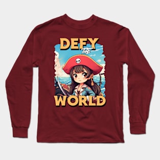 Girl Pirate Defy The World Long Sleeve T-Shirt